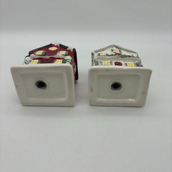 Cracker Barrel Salt Pepper Shakers Christmas Village Houses UNUSED Home Decor - Picture 5 of 6